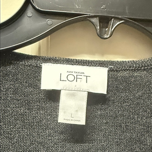 LOFT Charcoal Long Sleeve Wrap Dress - Picture 2 of 3